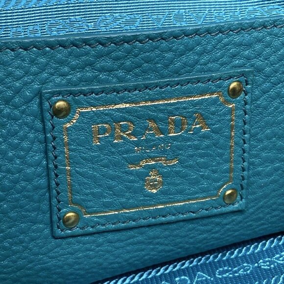 PRADA Galleria Medium Bag (Women's) Turquoise blue Leather - Handbag 733-063025 - Picture 13 of 14